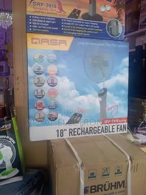 Qasa 18 Inches Rechargeable Standing Fan