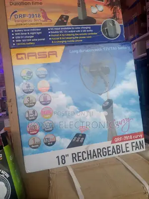 Standard Qasa 18 Inches Rechargeable Standing Fan