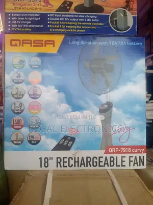 Authentic Qasa 18 Inches Rechargeable Standing Fan