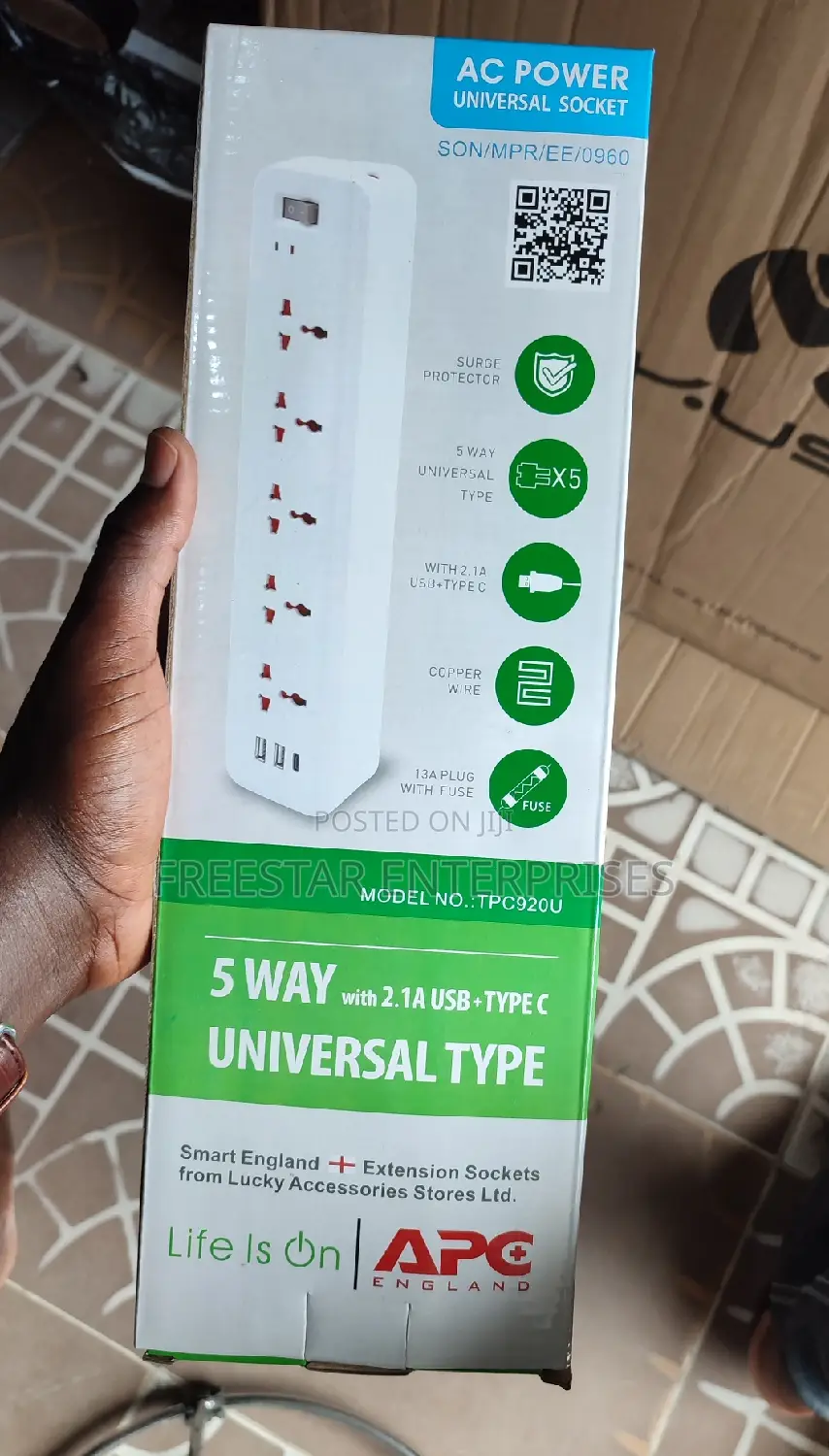 APC 5 Way Socket Extension. APC Surge Protector With Type C