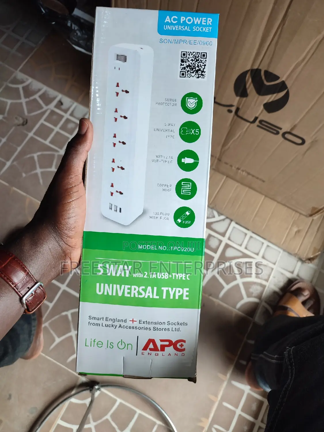 APC 5 Way Socket Extension. APC Surge Protector With Type C
