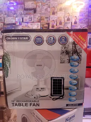 Crownstar 12 Inches Rechargeable Table Fan With Solar