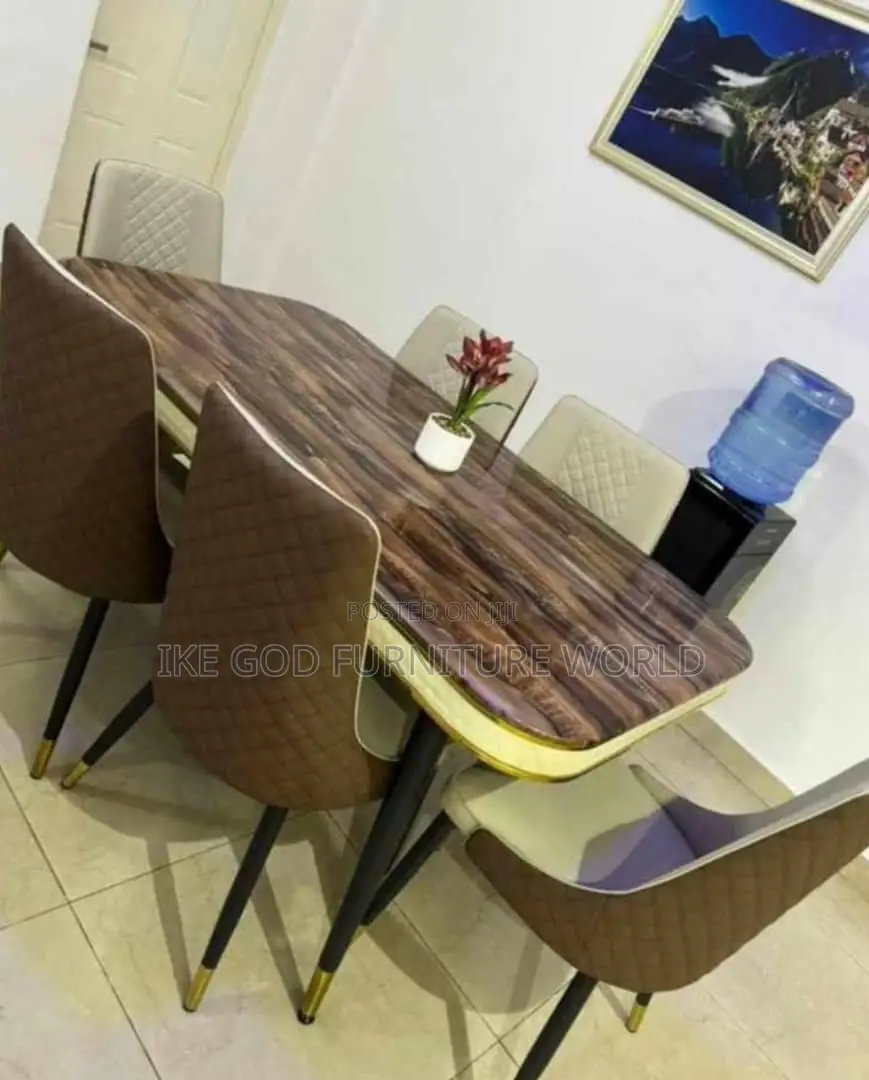 6seater Imported Turkish Marble Dining Table With Solid Chai