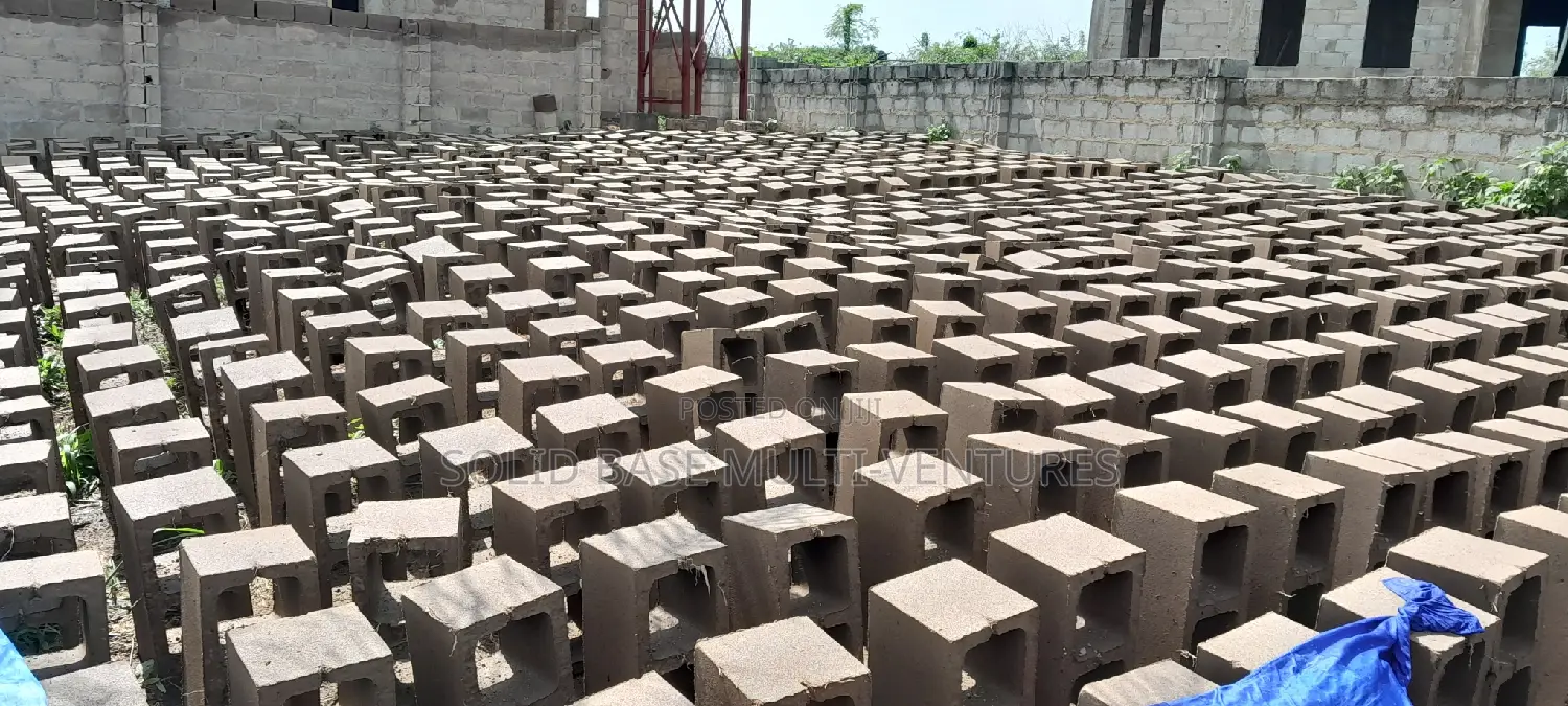 Blocks. 9" Vibrated Concrete Blocks Moulding Within the Site