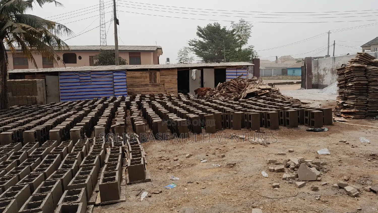 Blocks. 9" Vibrated Concrete Blocks Moulding Within the Site
