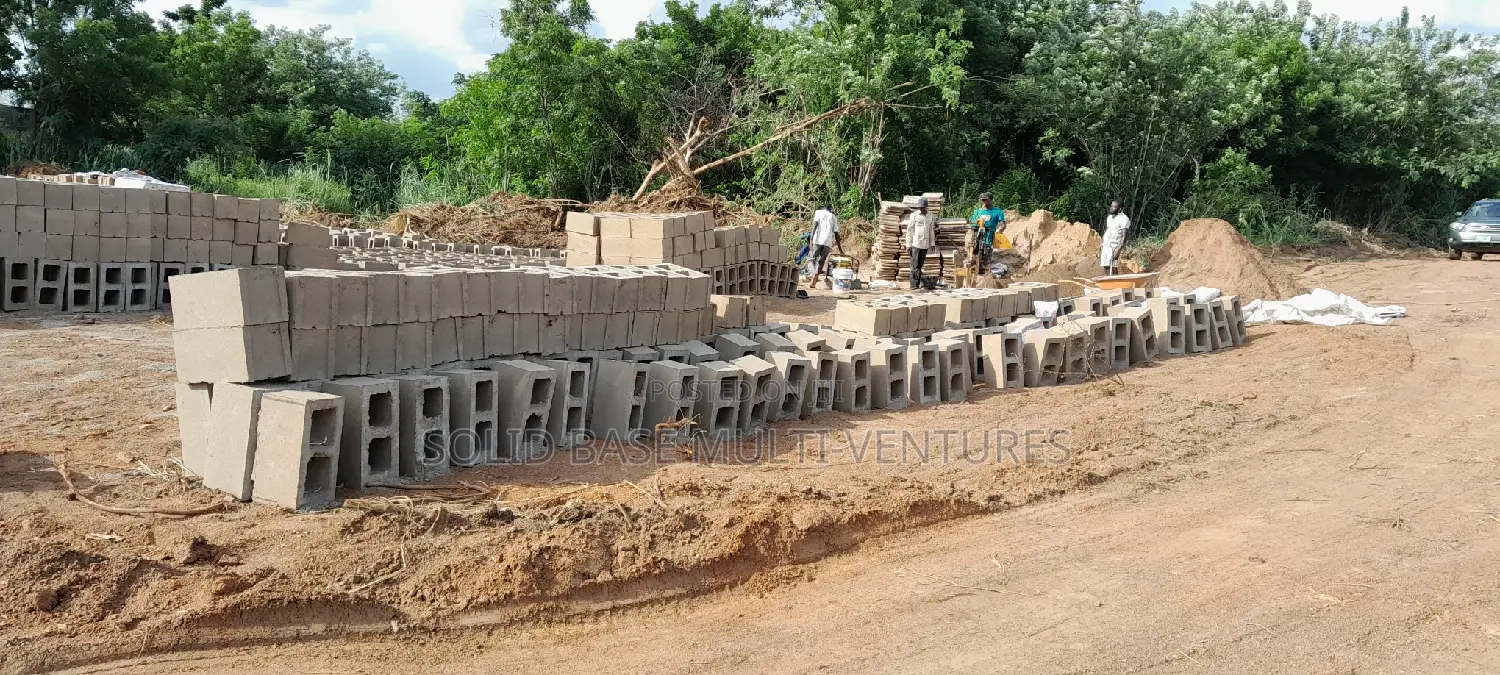 Blocks. 9" Vibrated Concrete Blocks Moulding Within the Site