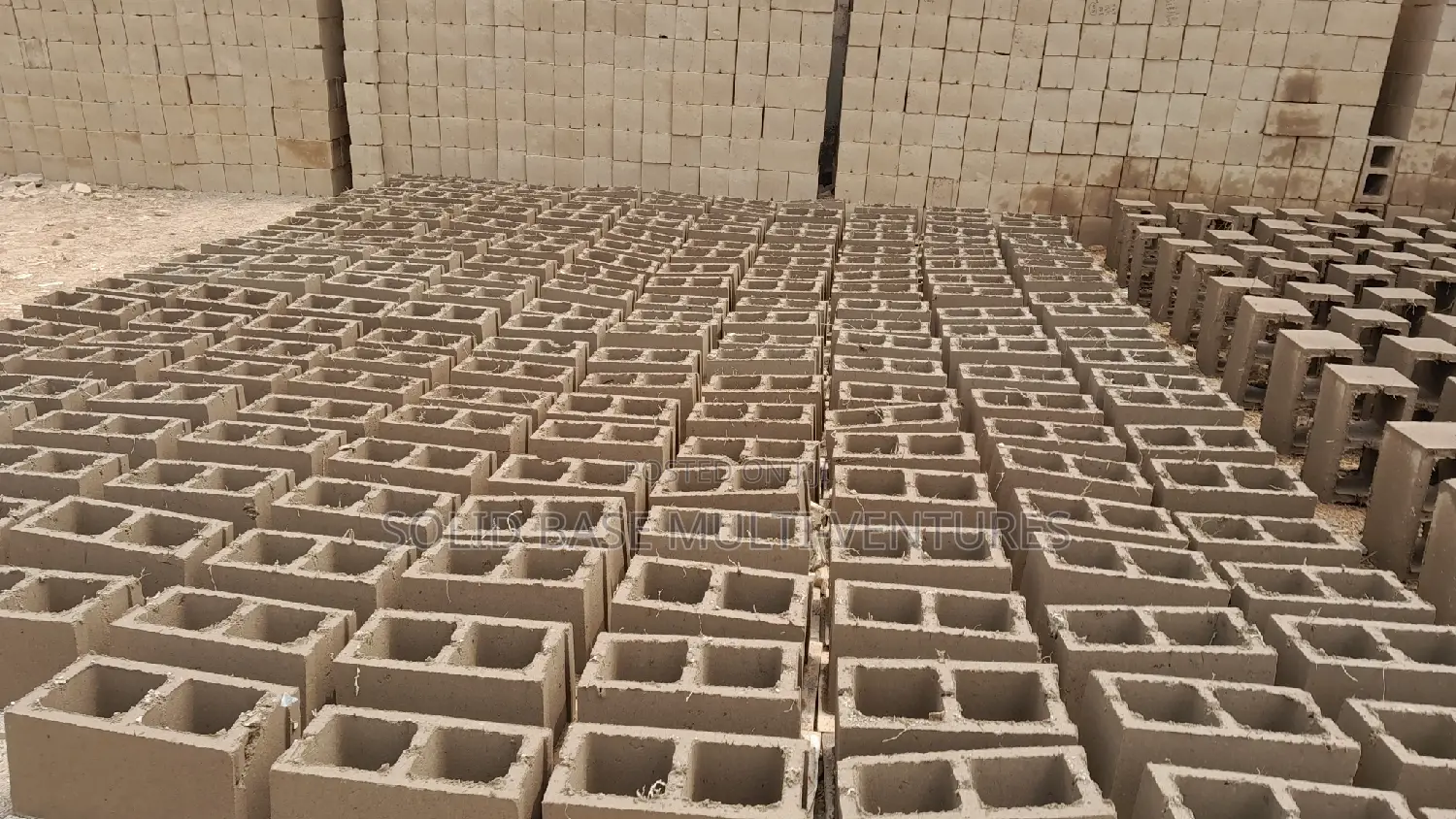 Blocks. 9" Vibrated Concrete Blocks Moulding Within the Site