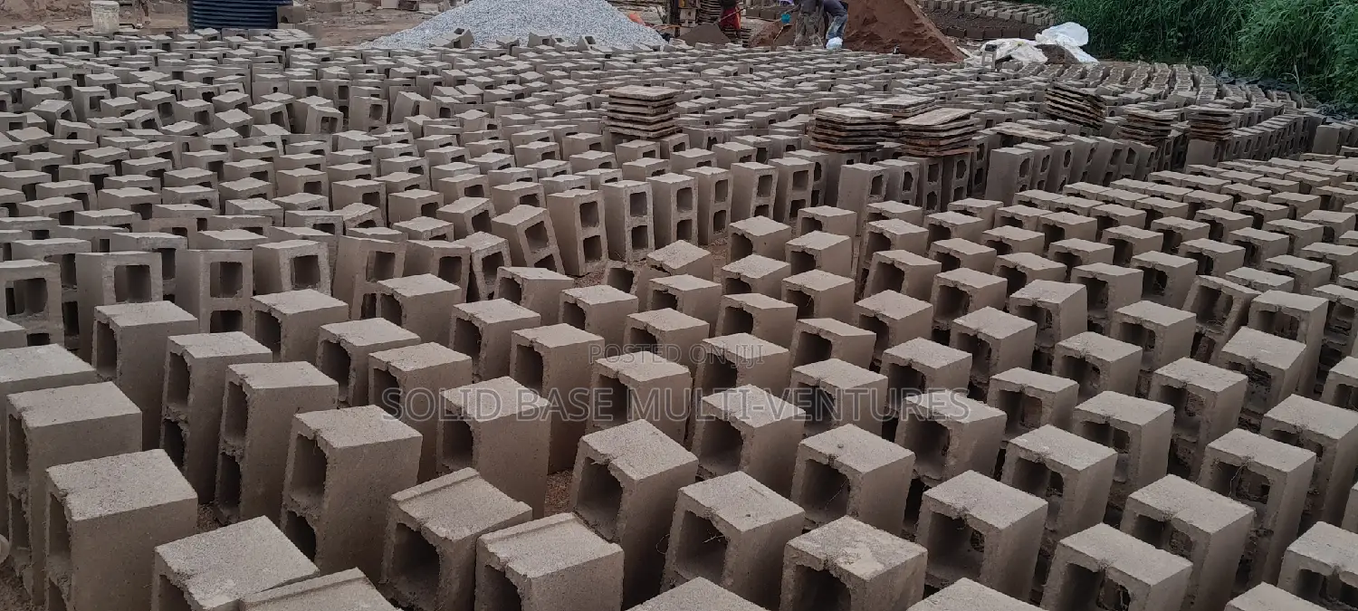 Blocks. 9" Vibrated Concrete Blocks Moulding Within the Site