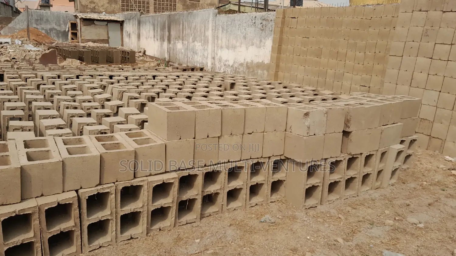 Blocks. 9" Vibrated Concrete Blocks Moulding Within the Site