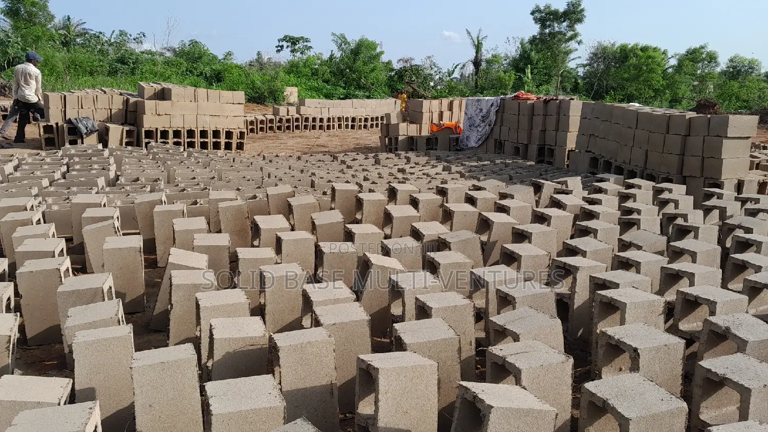 Blocks. 9" Vibrated Concrete Blocks Moulding Within the Site
