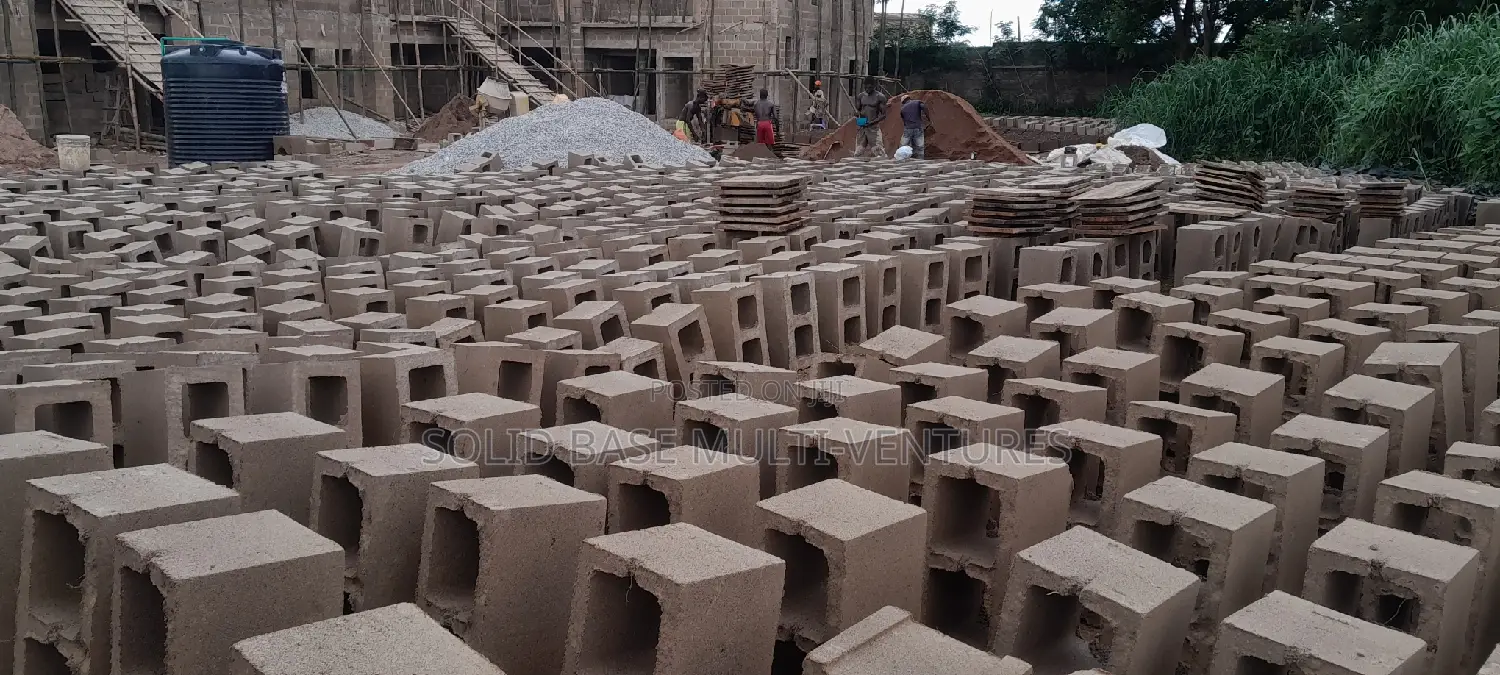 Blocks. 9" Vibrated Concrete Blocks Moulding Within the Site