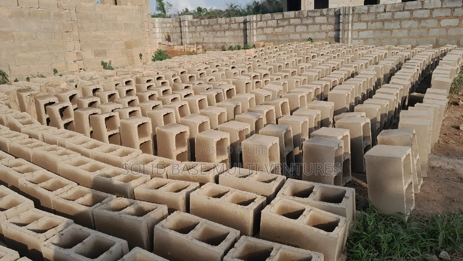Blocks. 9" Vibrated Concrete Blocks Moulding Within the Site