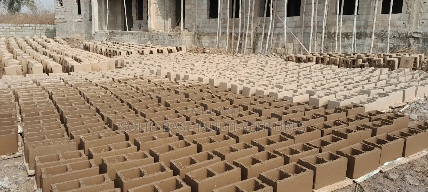 Blocks. 9" Vibrated Concrete Blocks Moulding Within the Site