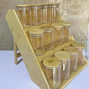Spice Jar With Bamboo Stand / Cabinet Organizer