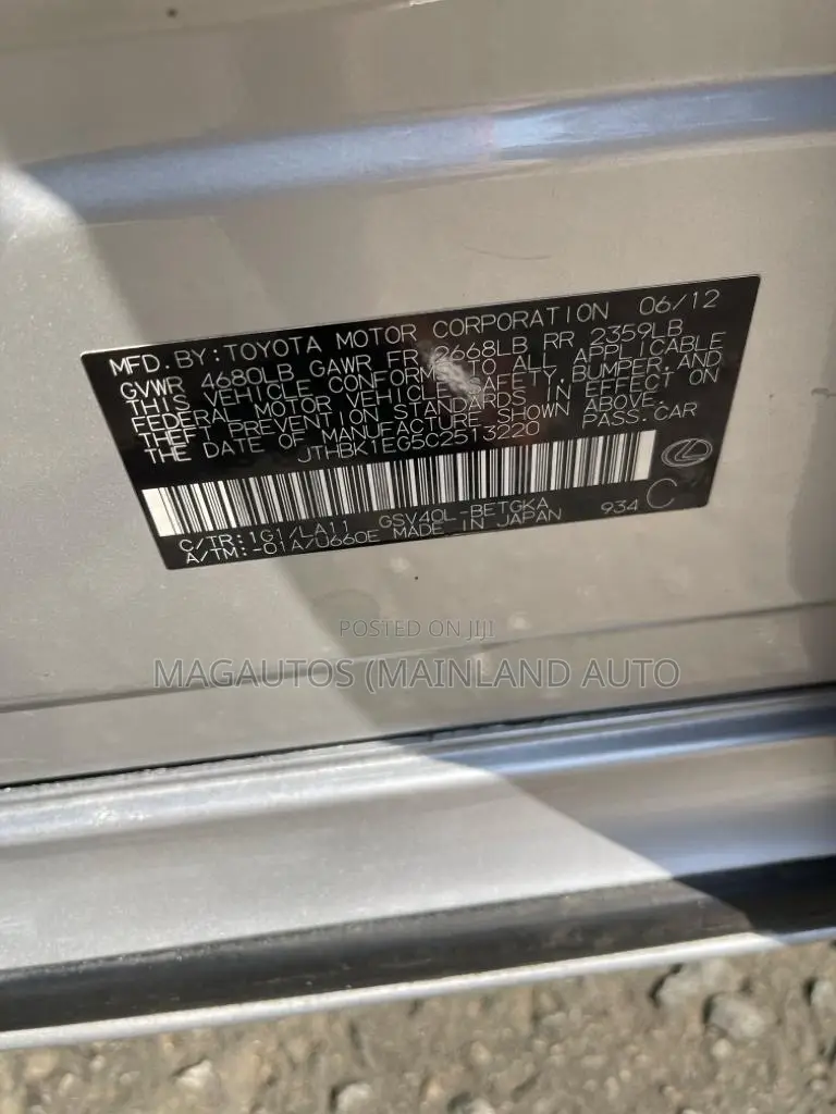 Lexus ES 350 2012 Silver