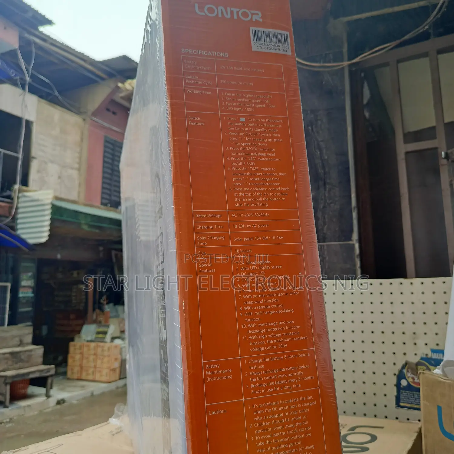 18 Inches Rechargeable Fan 7ah