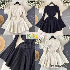 Quality Woolen Ladies Pleated Short Dress