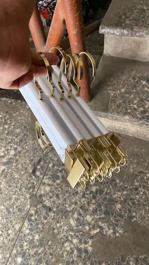 White and Gold Clip Customizable Clothes Hangers