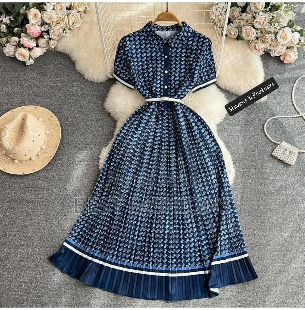 Luxury Pattern Print Midi Formal Dress