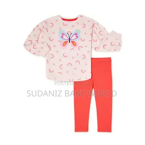 365 Kids Girls Ruffle Sleeve T-Shirt and Pants, 2-Piece Set
