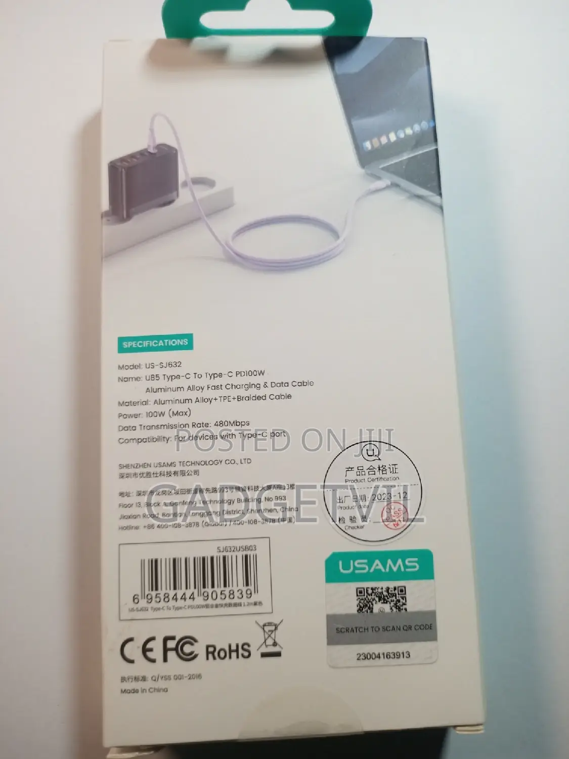 Type-C to Type-C Pd100w Cable