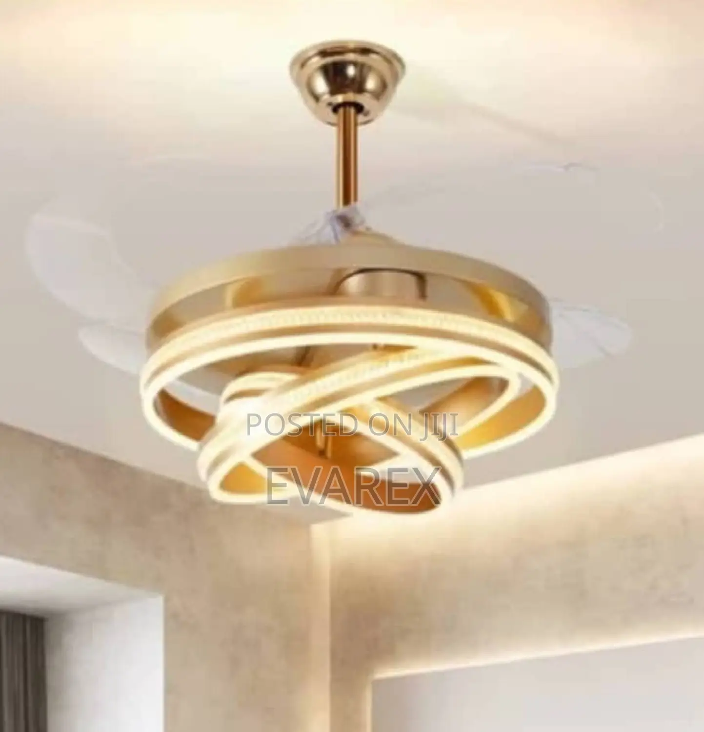 Simple Gold Fan Chandelier Light