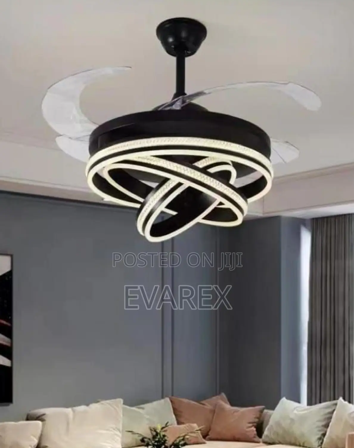 Simple Black Fan Chandelier Light