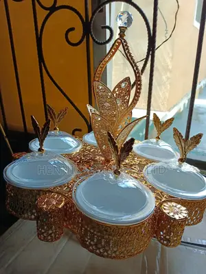 Gold Plated Nkwubi Plate and Asu Meat Bowl Candy Fruit Bowl