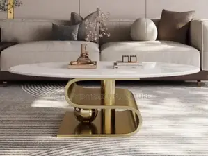 Modern Gold Center Table With Marble Top