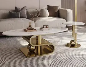 Modern Gold Center Table With Marble Top
