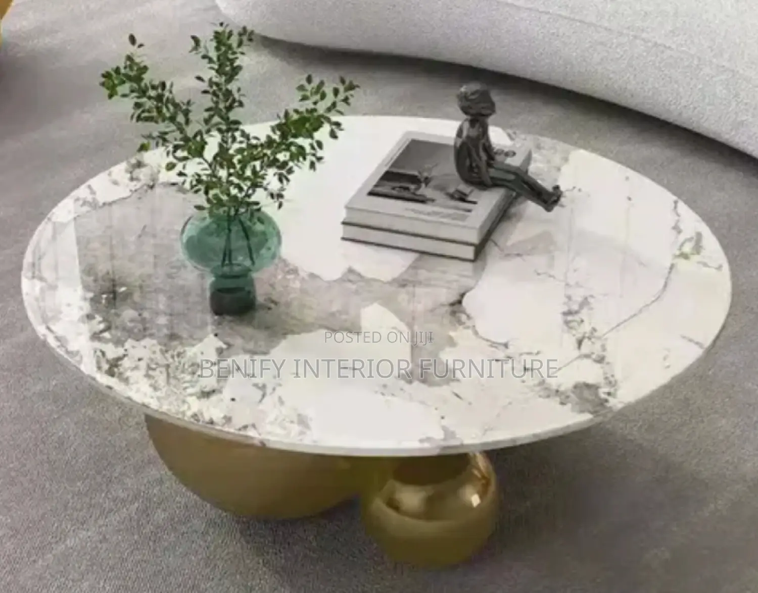 Modern Gold Center Table With Marble Top