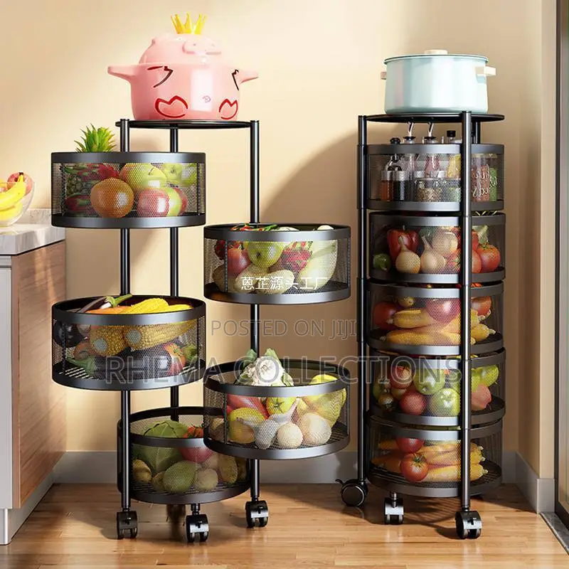5 Layer 360 Degree Rotating Fruit,Vegetable Trolley Rack