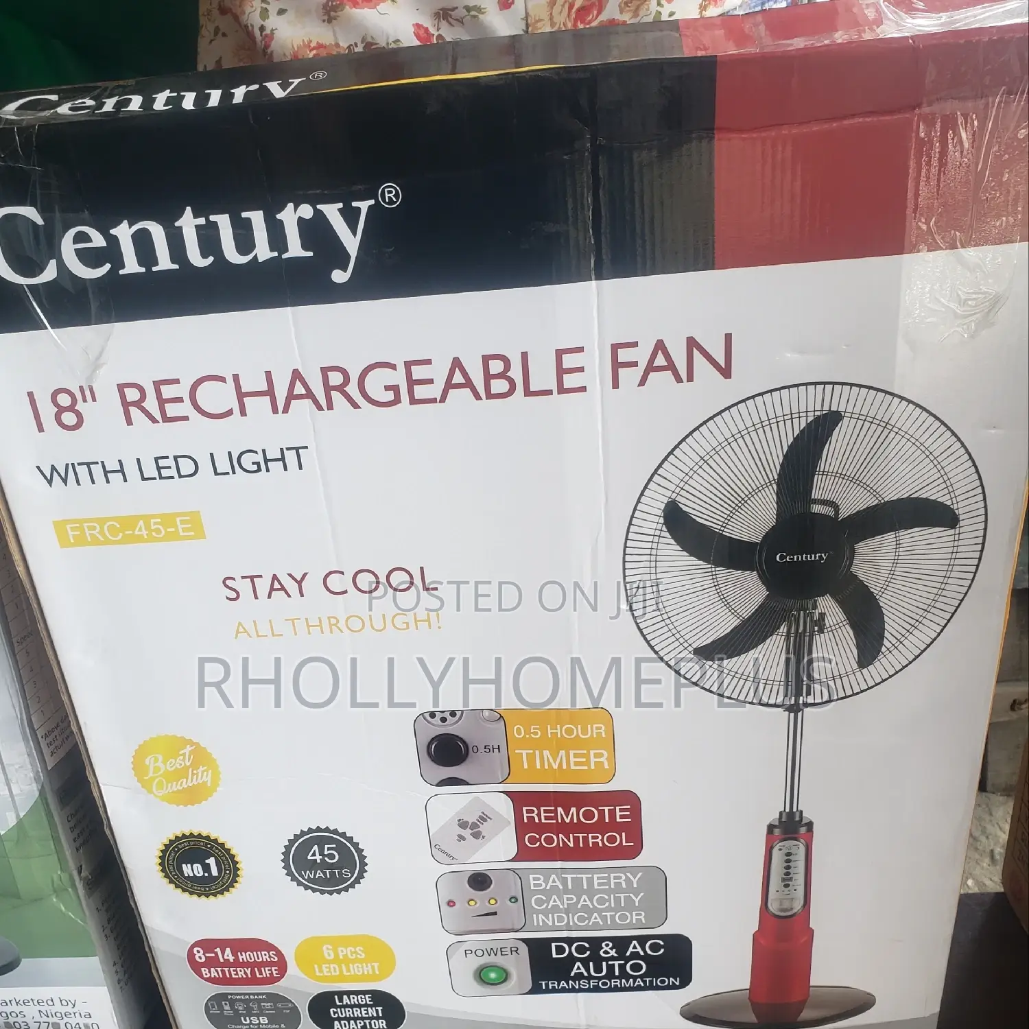 18-Inches Rechargeable Standing Fan Wit Remote Control.