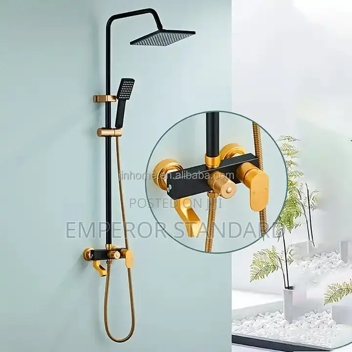 Black and Gold Standing Shower