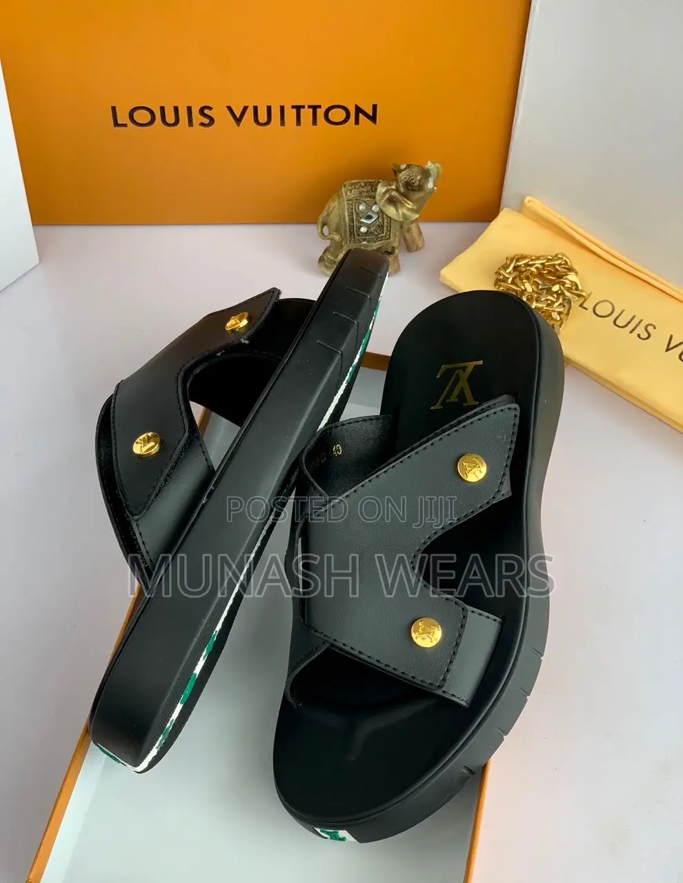 Louis Vuitton Leather Slipers