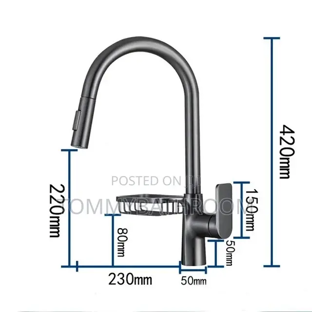 Black Pull Out Kitchen Tap With Soap Dish