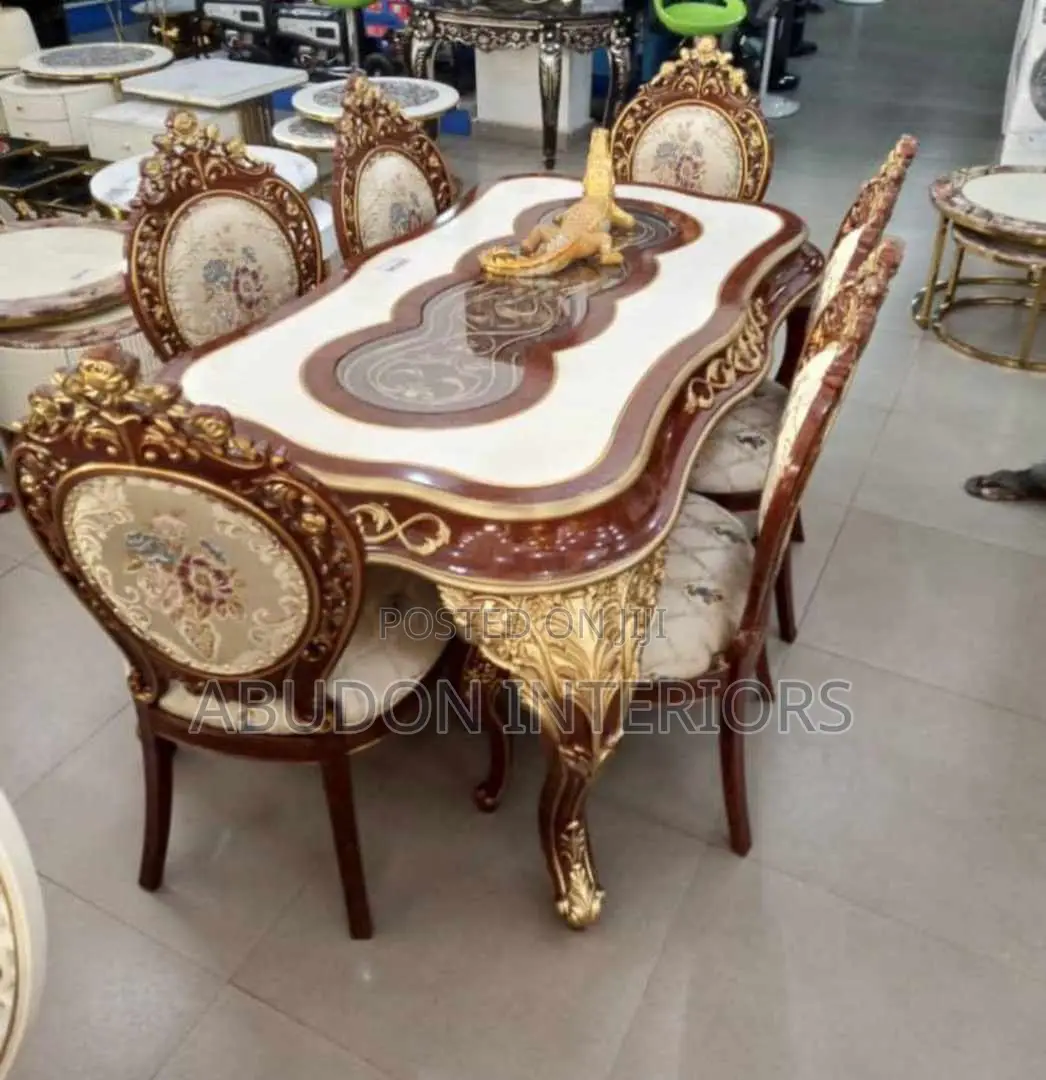 Coffee Color and White Dining Table Set