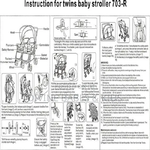 Two in One Double Stroller - Red and Black