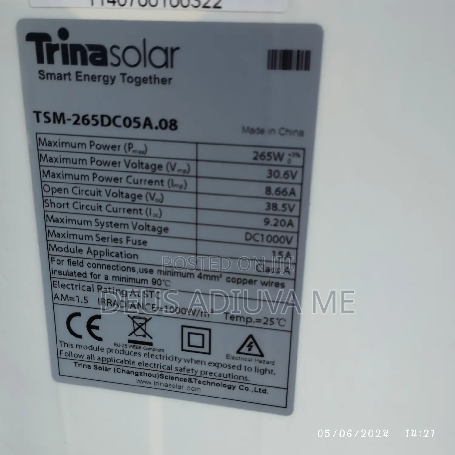 265 Watts Solar Panel