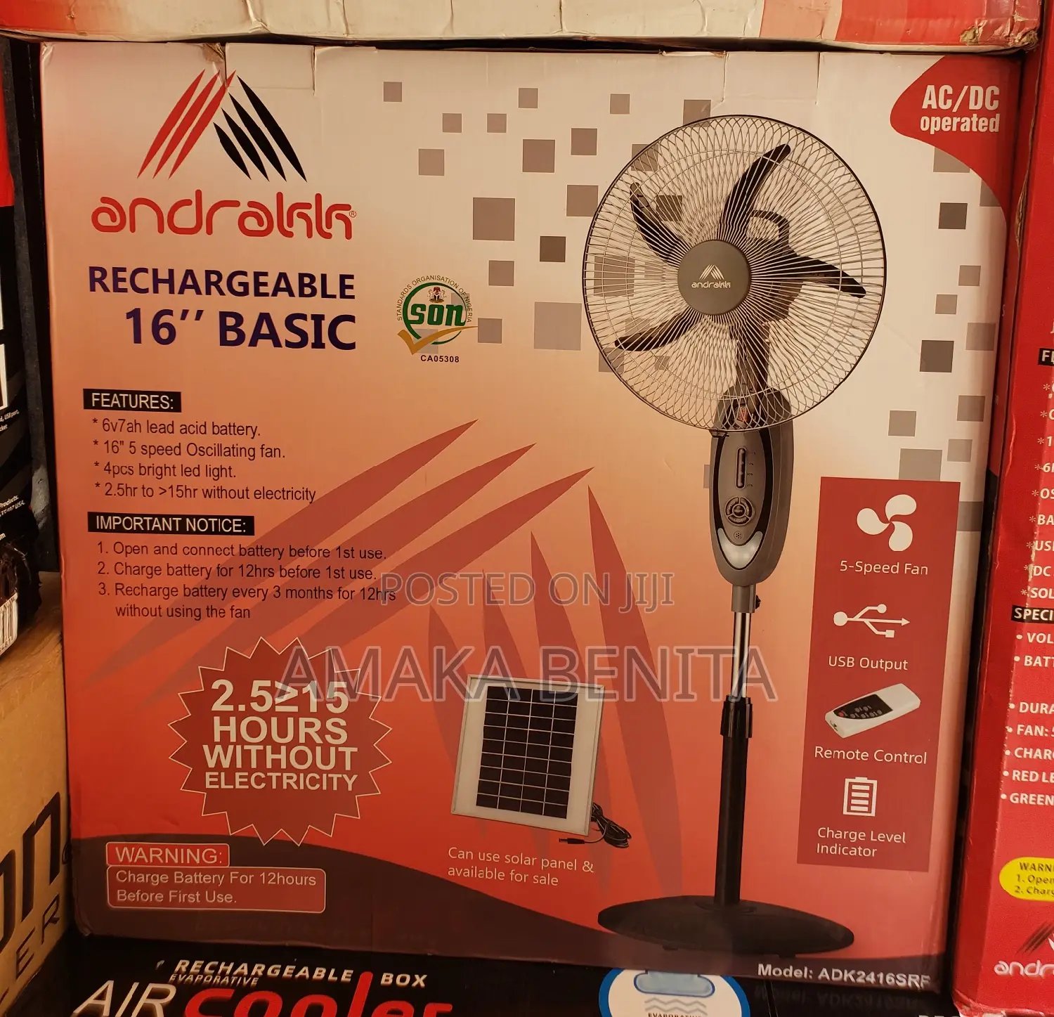 Andrakk Rechargeable Fan 16" Basic