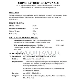 Housekeeping Cleaning CV