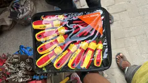 10-Piece Electric Screwdriver Set With Test Pen-Red/Yellow