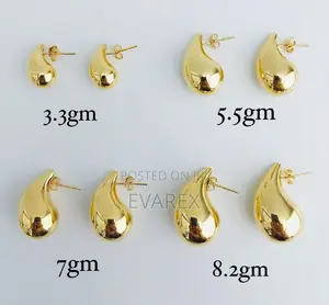 Pure Real KRT Gold Earrings, Water Drop Design
