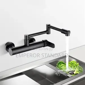 Kitchen Tap Black Brass 360 Rotate Wall Mounted Bathroom