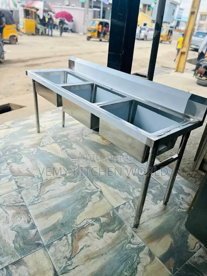 Industrial Stainless Washing Sink 3 Bowls
