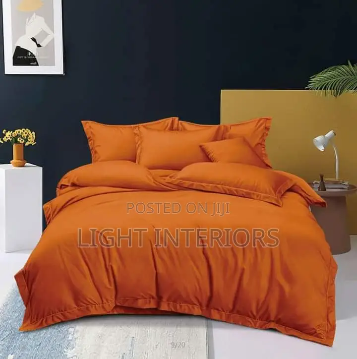 Silk Plain Orange Duvet Set