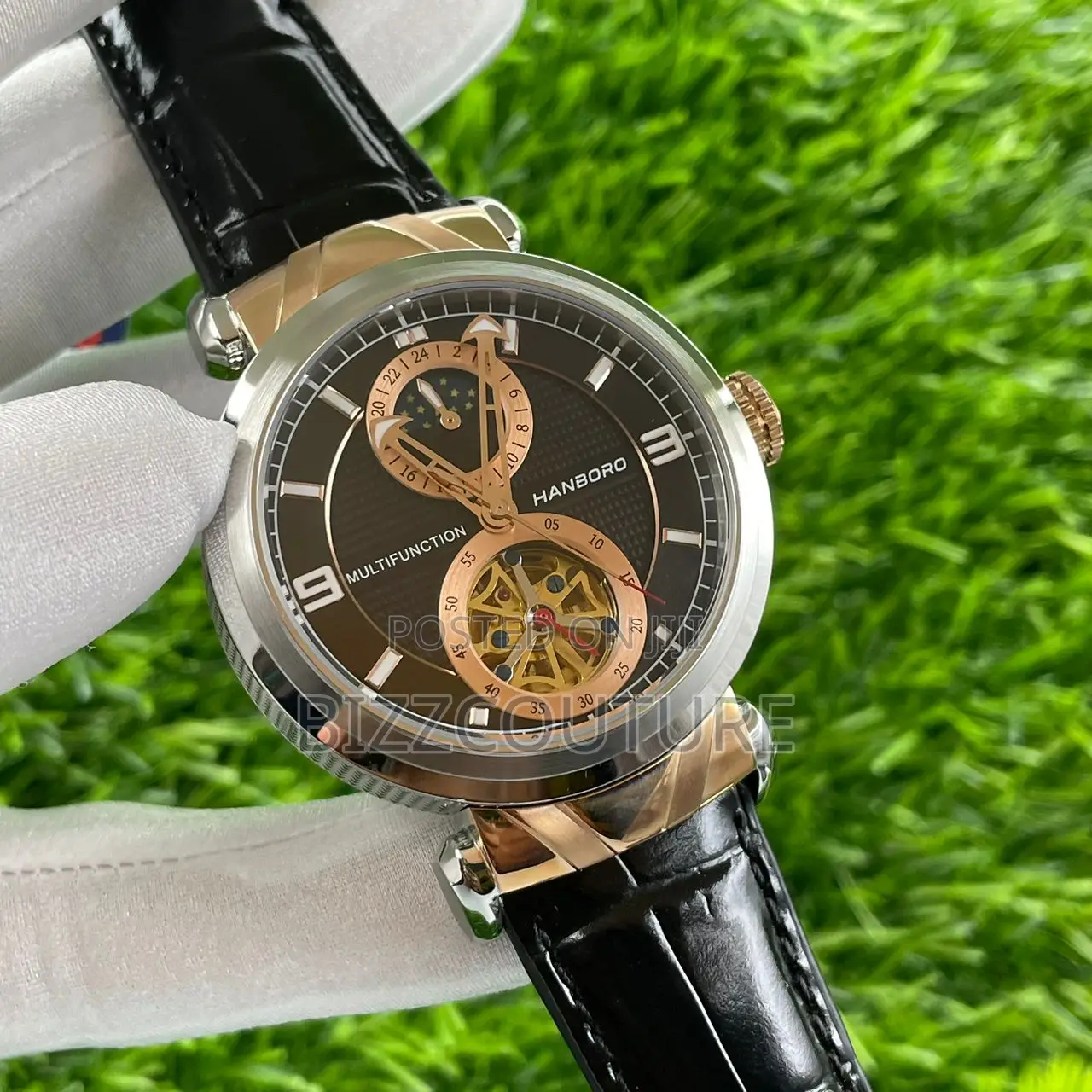 Original Hanboro Multifunction Black Leather Watch