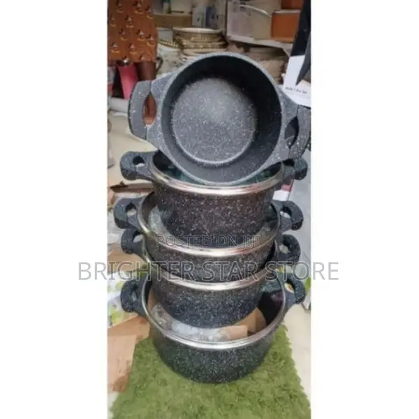 5 Set Diecast Non-Stick Pots-Granite Effect