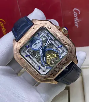 Original Cartier Mechanical Blue Leather Watch in Store
