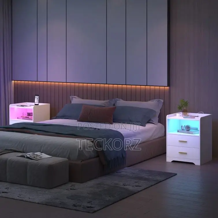 Bedside Drawer Cabinet With LED Light